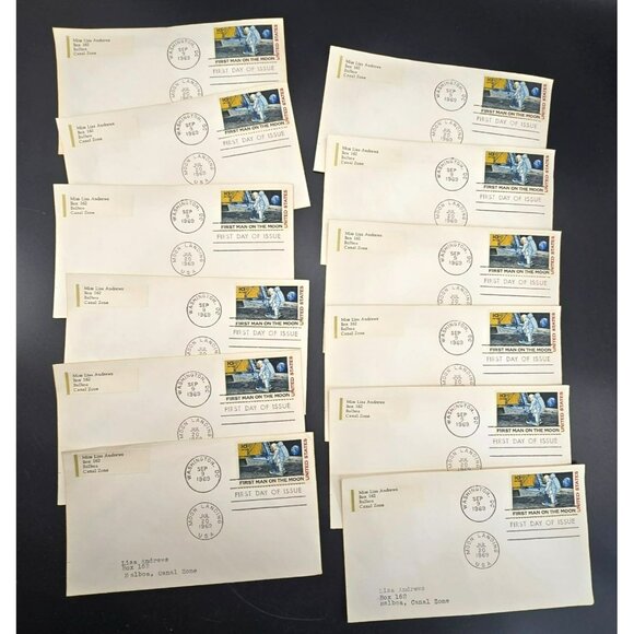 1969 First Day Of Issue Moon Landing Covers With 10¢ Postage Stamp Lot LI3020 - Picture 1 of 10